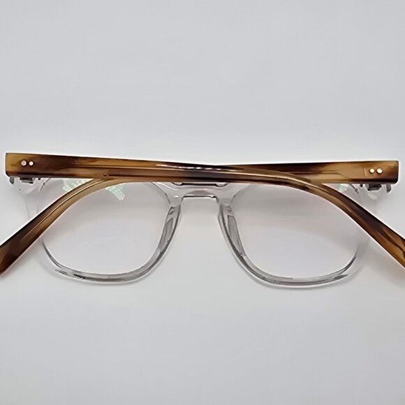 Warby Parker Felix N 506 Crystal with English Oak Eyeglasses Frame w/ Case 47mm - Picture 12 of 16
